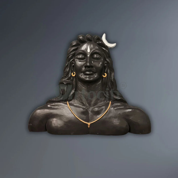 4 Feet Adiyogi (Lord Shiva) 3D Relief Mural Wall Art Black / 4X3 Feet Lord Shiva Wall Decor