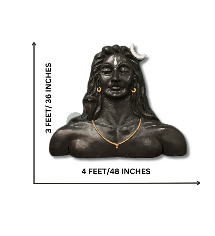 4 Feet Adiyogi (Lord Shiva) 3D Relief Mural Wall Art Lord Shiva Wall Decor