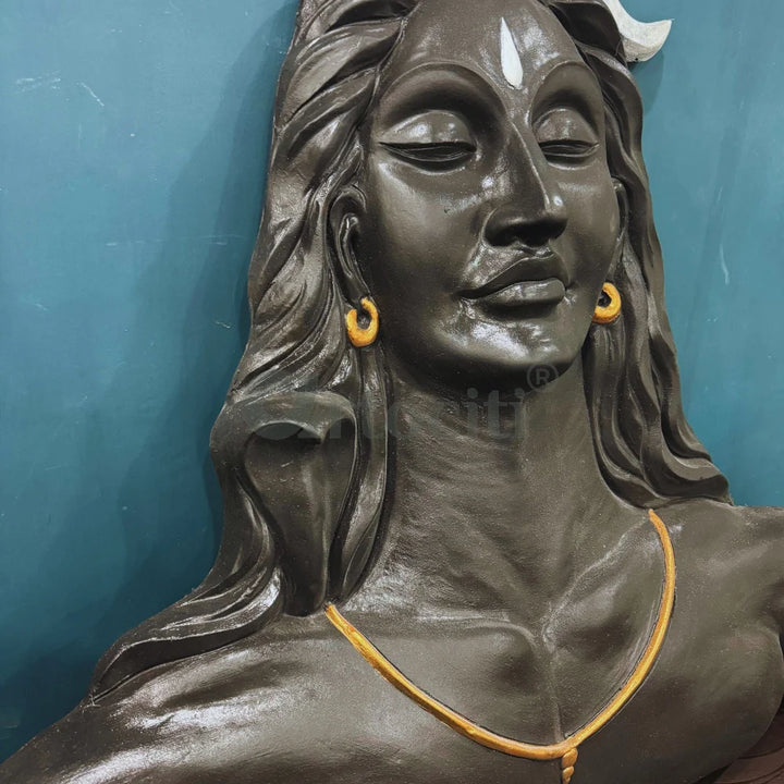 4 Feet Adiyogi (Lord Shiva) 3D Relief Mural Wall Art Lord Shiva Wall Decor