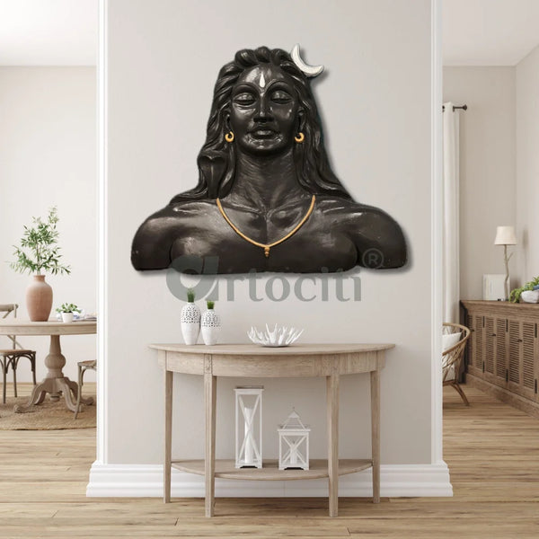 4 Feet Adiyogi (Lord Shiva) 3D Relief Mural Wall Art Lord Shiva Wall Decor