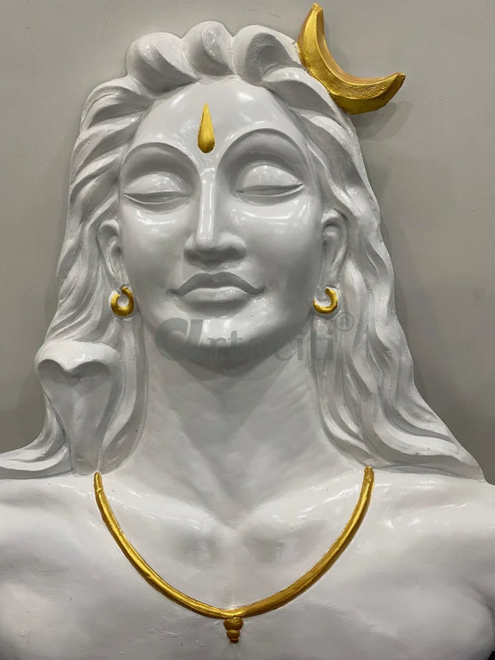 4 Feet Adiyogi (Lord Shiva) 3D Relief Mural Wall Art Lord Shiva Wall Decor