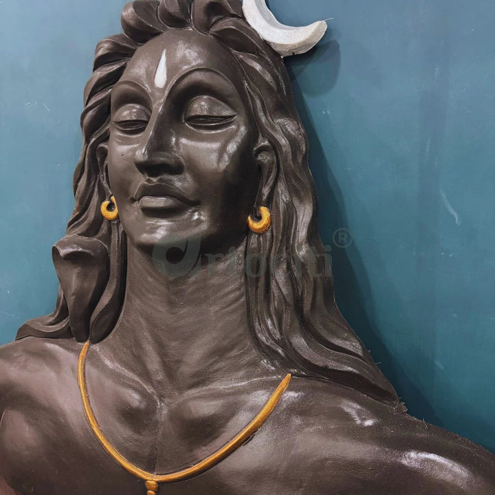 4 Feet Adiyogi (Lord Shiva) 3D Relief Mural Wall Art Lord Shiva Wall Decor