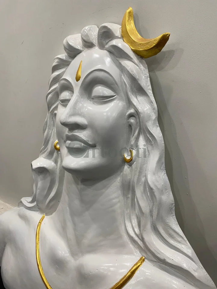 4 Feet Adiyogi (Lord Shiva) 3D Relief Mural Wall Art Lord Shiva Wall Decor