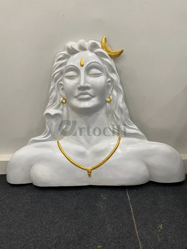 4 Feet Adiyogi (Lord Shiva) 3D Relief Mural Wall Art Lord Shiva Wall Decor