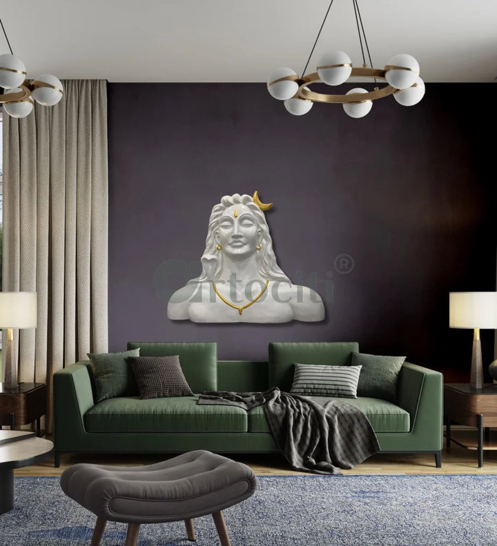4 Feet Adiyogi (Lord Shiva) 3D Relief Mural Wall Art Lord Shiva Wall Decor