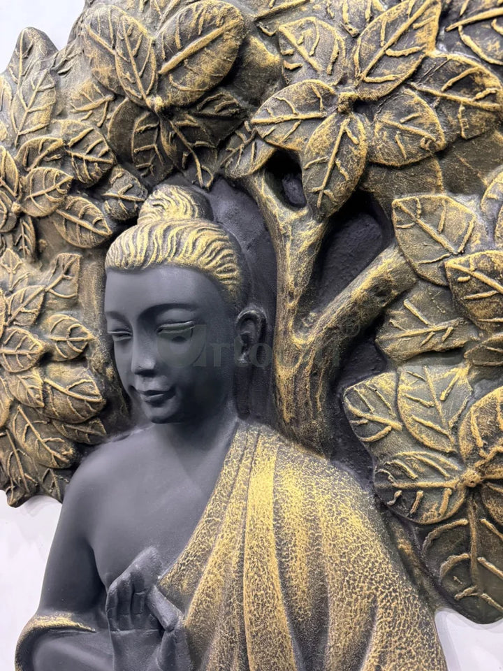 45X36 Inch Blessing Buddha Under Tree 3D Relief Mural Wall Art