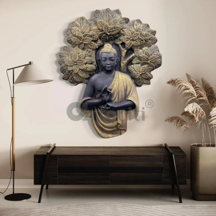 45X36 Inch Blessing Buddha Under Tree 3D Relief Mural Wall Art