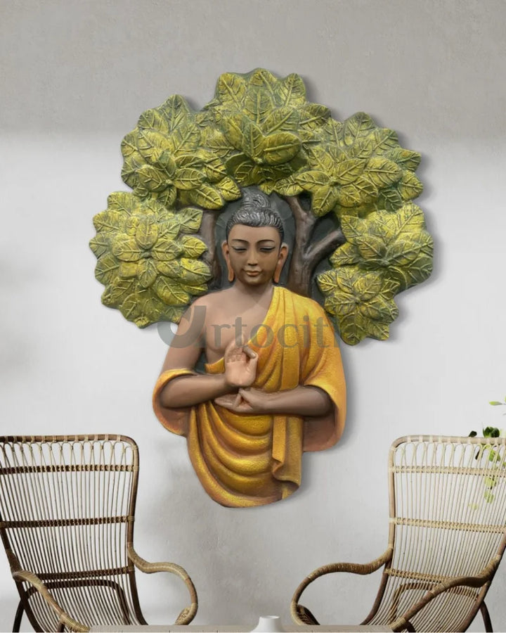 45X36 Inch Blessing Buddha Under Tree 3D Relief Mural Wall Art