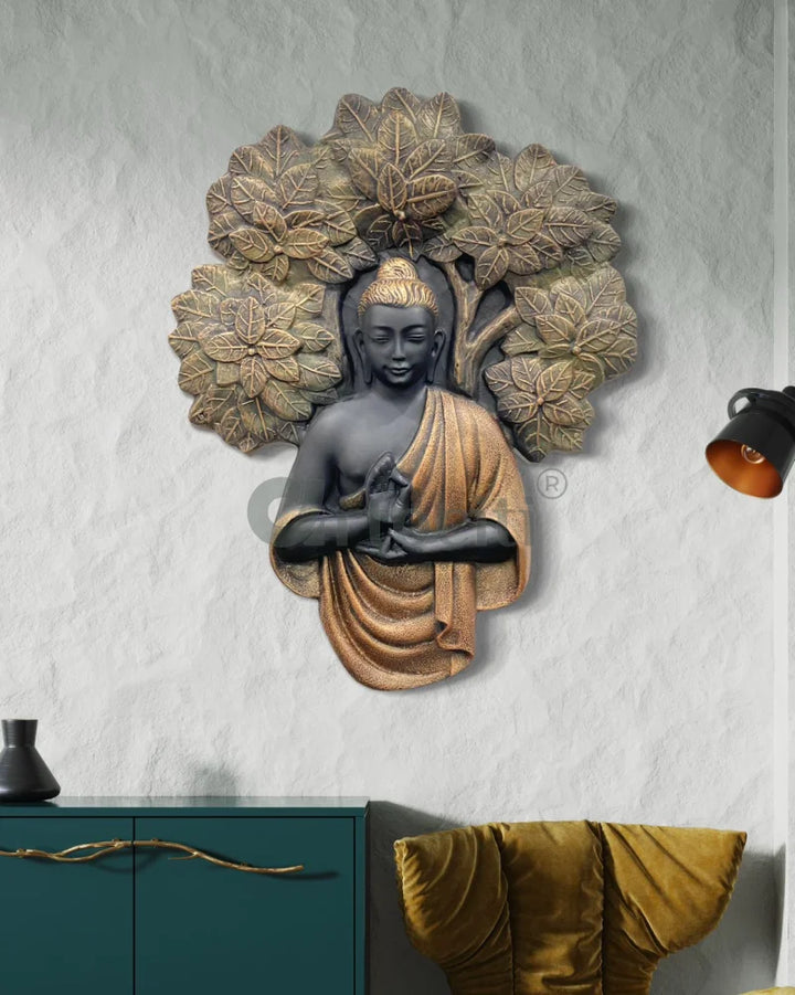 45X36 Inch Blessing Buddha Under Tree 3D Relief Mural Wall Art