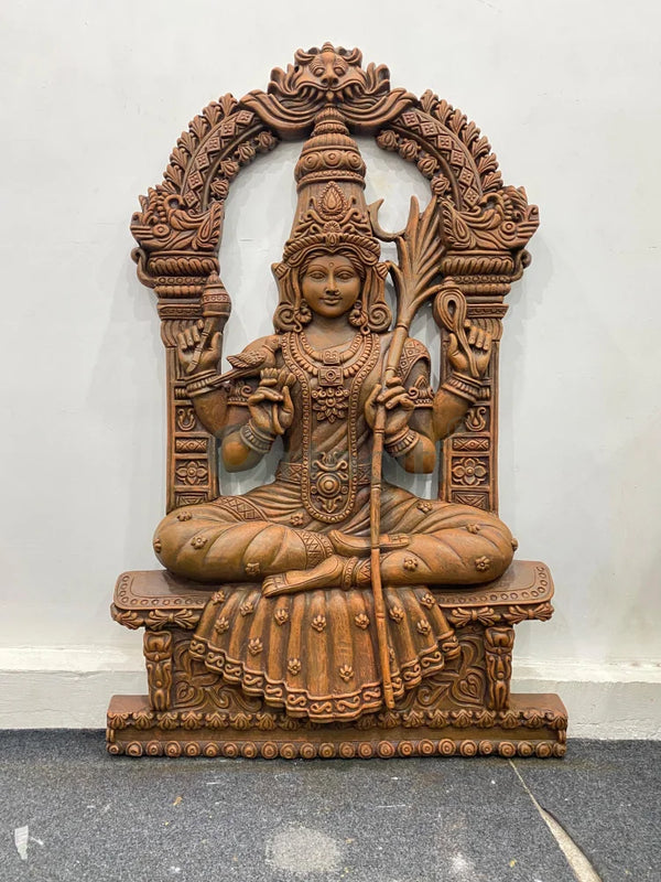 4X2.5 Feet Goddess Kamakshi Devi 3D Relief Mural Wall Art | Unframed Masterpiece in Elegant Finishes 4X2.5 Feet