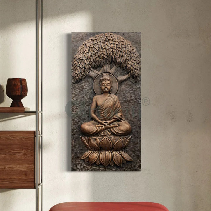 4x2 Feet Buddha Under Tree 3D Relief Mural Wall Art