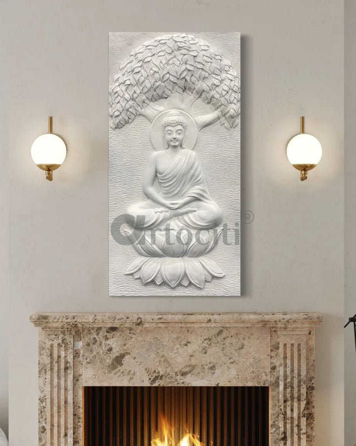 4x2 Feet Buddha Under Tree 3D Relief Mural Wall Art