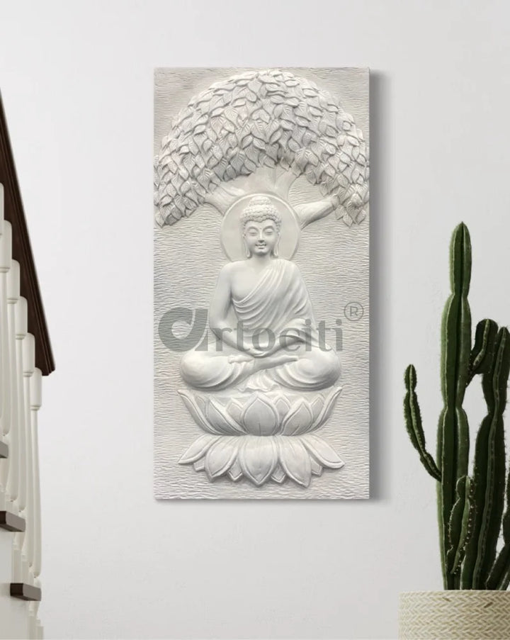 4x2 Feet Buddha Under Tree 3D Relief Mural Wall Art
