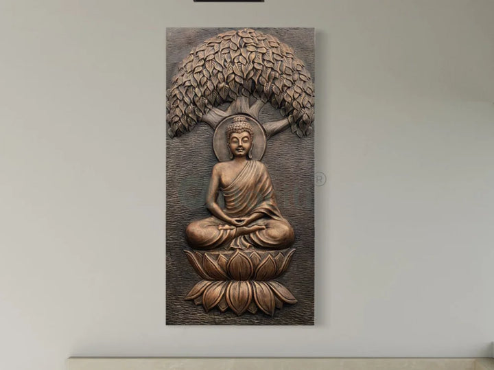 4x2 Feet Buddha Under Tree 3D Relief Mural Wall Art
