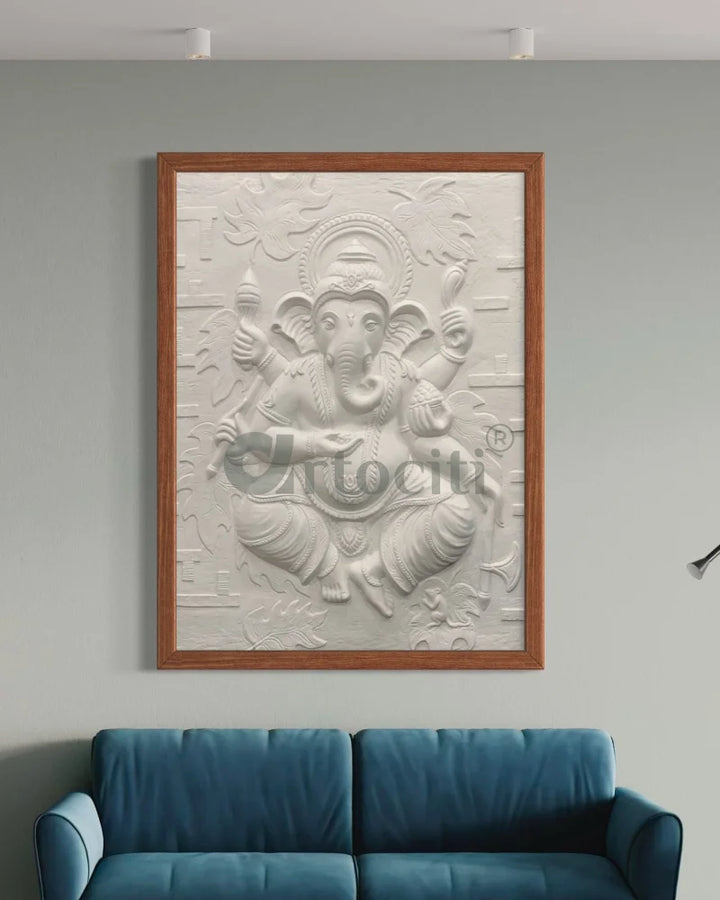 4x3 Feet Dancing Ganesha 3D Relief Mural Wall Art Ganesha Wall Decor