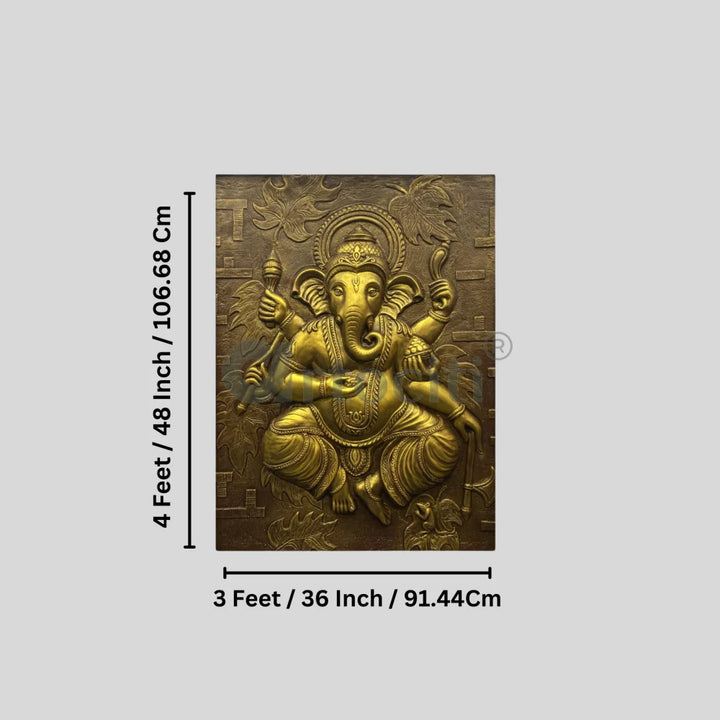 4x3 Feet Dancing Ganesha 3D Relief Mural Wall Art Ganesha Wall Decor