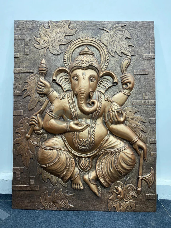 4x3 Feet Dancing Ganesha 3D Relief Mural Wall Art Ganesha Wall Decor
