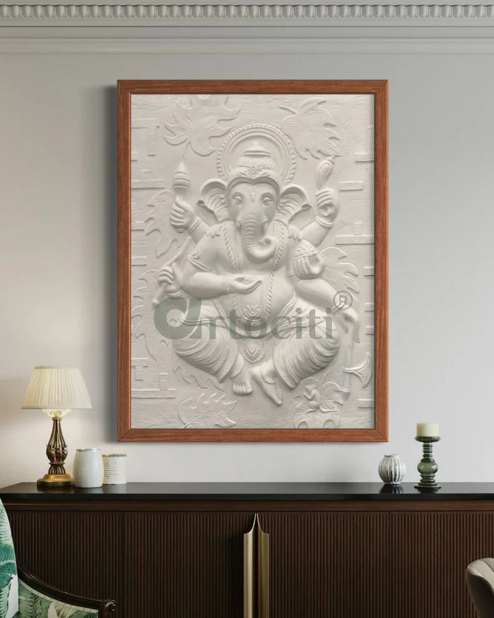 4x3 Feet Dancing Ganesha 3D Relief Mural Wall Art Ganesha Wall Decor