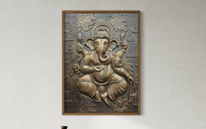 4x3 Feet Dancing Ganesha 3D Relief Mural Wall Art Ganesha Wall Decor