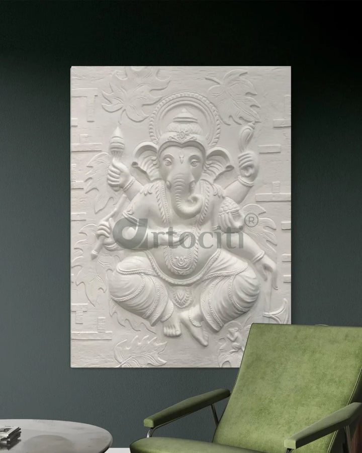 4x3 Feet Dancing Ganesha 3D Relief Mural Wall Art Ganesha Wall Decor