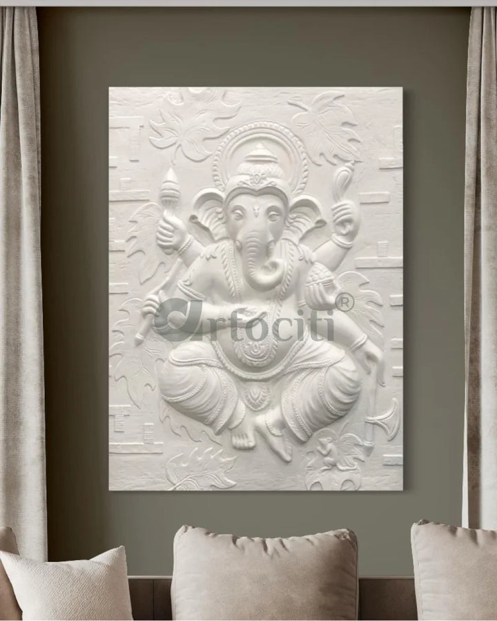 4x3 Feet Dancing Ganesha 3D Relief Mural Wall Art Ganesha Wall Decor