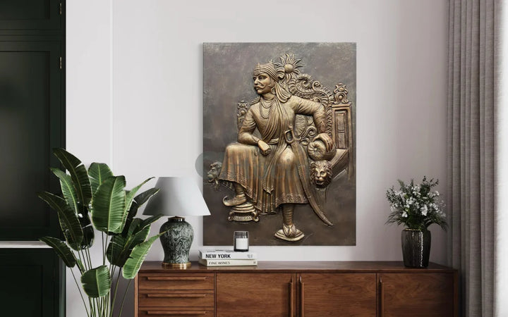 4X3 Feet Maharana Pratap 3D Relief Mural wall art