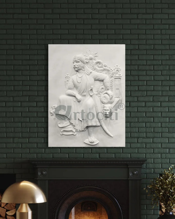 4X3 Feet Maharana Pratap 3D Relief Mural wall art