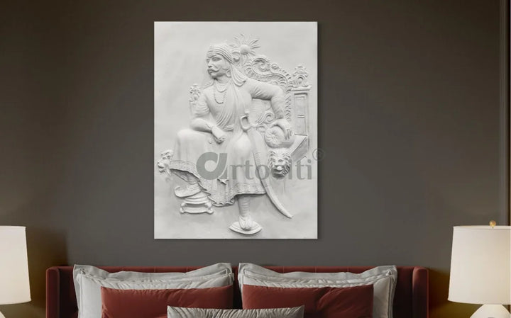 4X3 Feet Maharana Pratap 3D Relief Mural wall art
