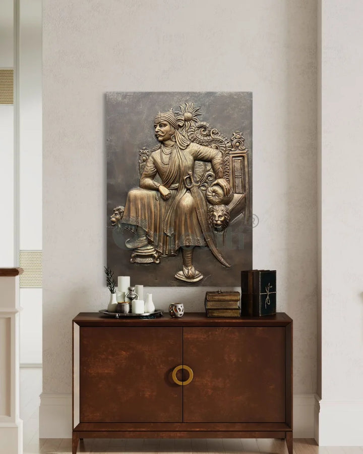 4X3 Feet Maharana Pratap 3D Relief Mural wall art