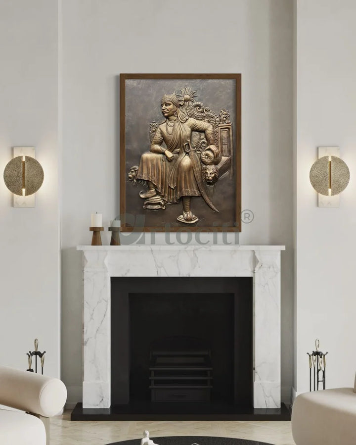 4X3 Feet Maharana Pratap 3D Relief Mural wall art
