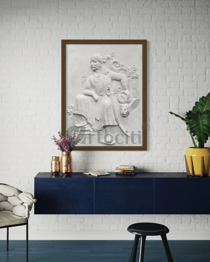 4X3 Feet Maharana Pratap 3D Relief Mural wall art