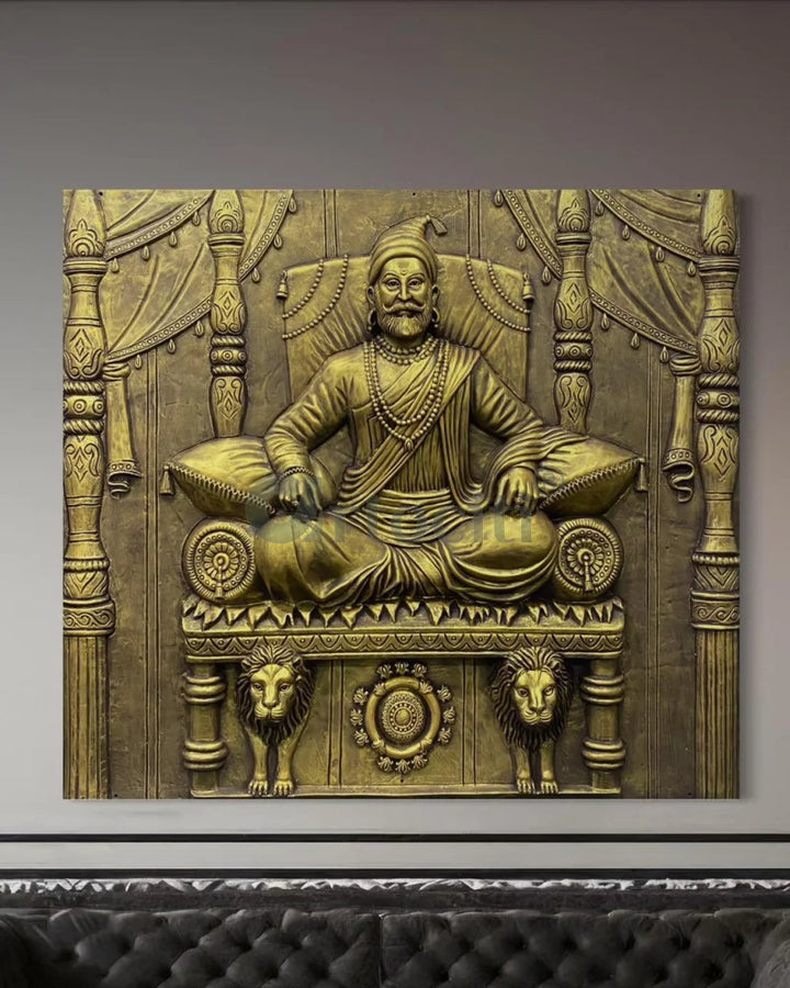 5.2X4.5 Feet Chattrapati Shivaji Maharaj 3D Relief Mural Wall Art