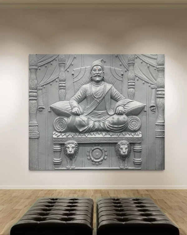 5.2X4.5 Feet Chattrapati Shivaji Maharaj 3D Relief Mural Wall Art