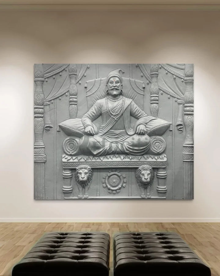 5.2X4.5 Feet Chattrapati Shivaji Maharaj 3D Relief Mural Wall Art