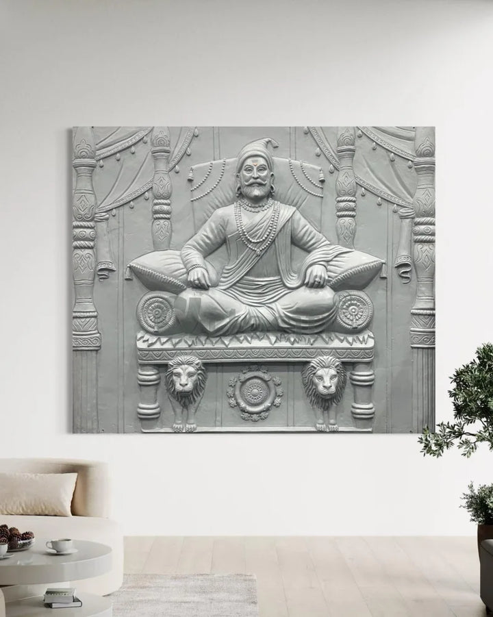 5.2X4.5 Feet Chattrapati Shivaji Maharaj 3D Relief Mural Wall Art