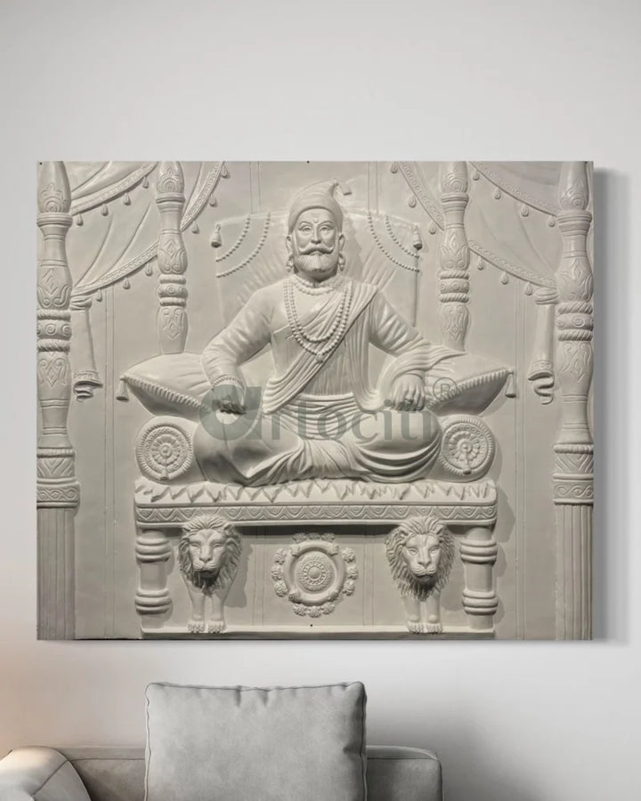 5.2X4.5 Feet Chattrapati Shivaji Maharaj 3D Relief Mural Wall Art