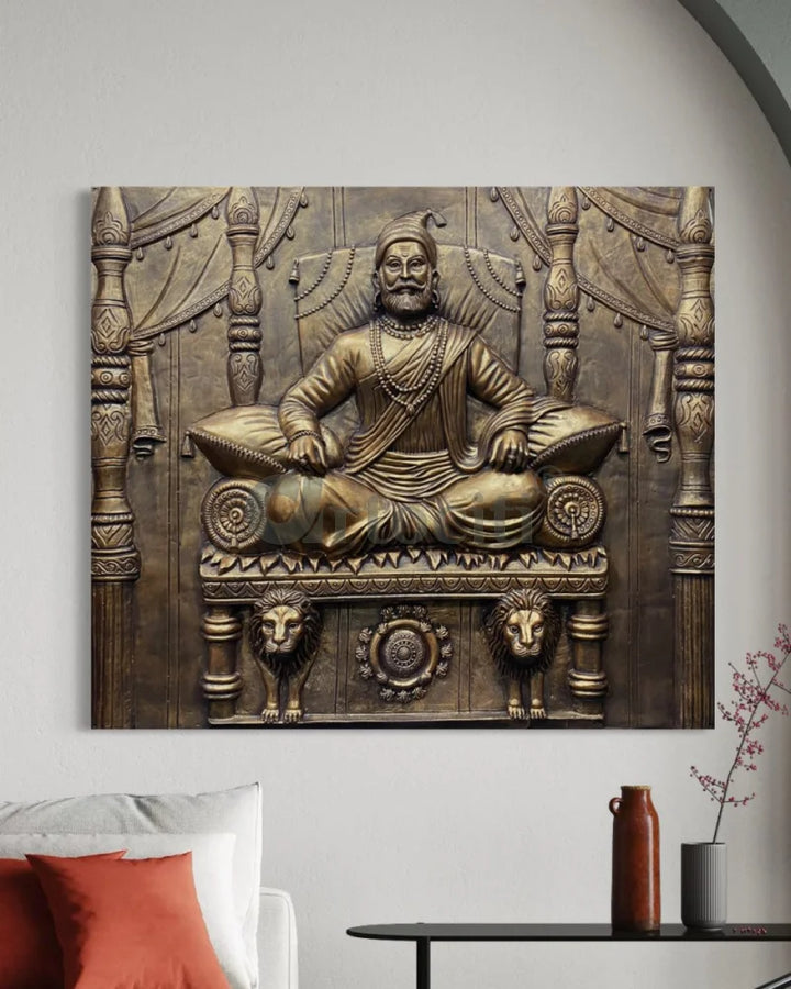 5.2X4.5 Feet Chattrapati Shivaji Maharaj 3D Relief Mural Wall Art