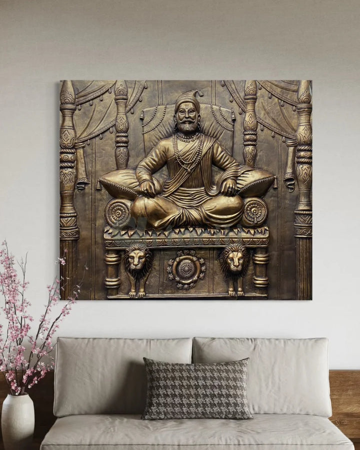 5.2X4.5 Feet Chattrapati Shivaji Maharaj 3D Relief Mural Wall Art
