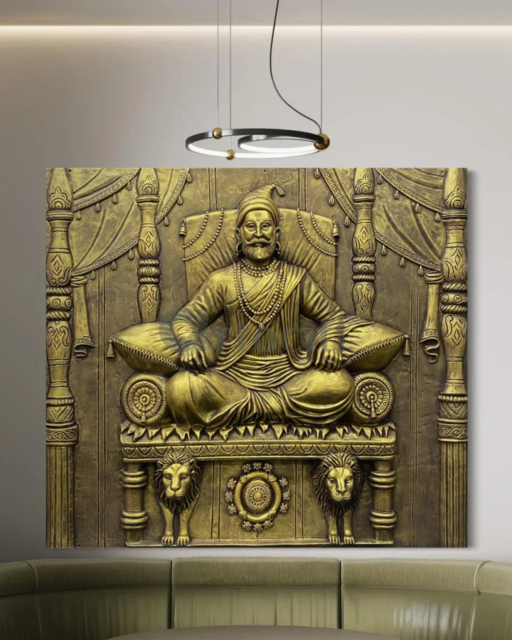 5.2X4.5 Feet Chattrapati Shivaji Maharaj 3D Relief Mural Wall Art