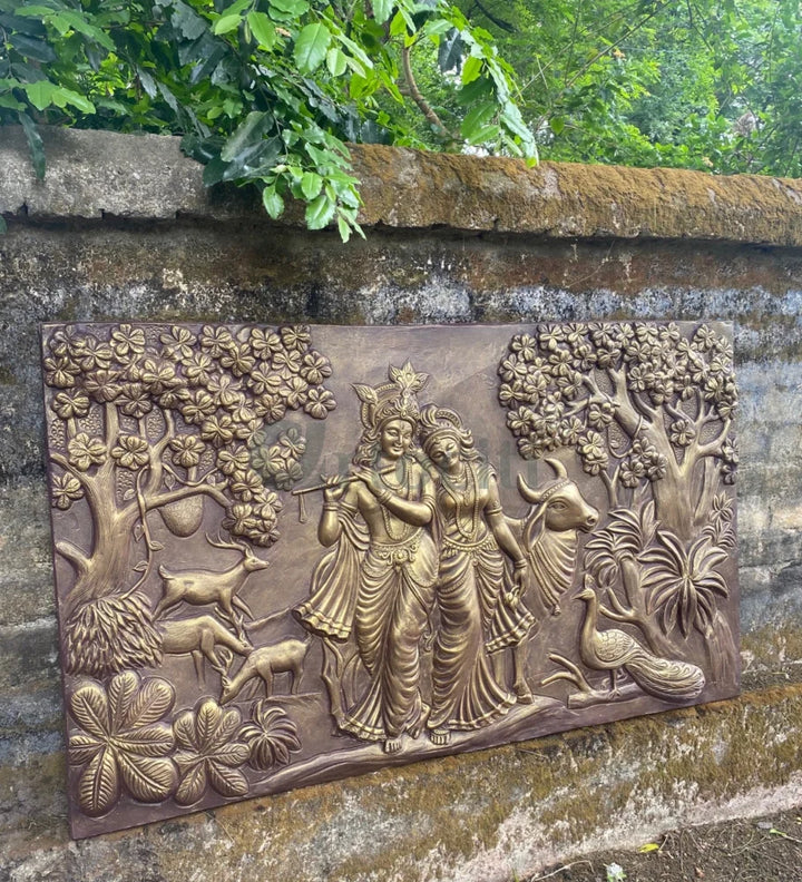 5x3 Feet Radha Krishna 3D Elevation Sculpture Relief Mural Wall Art