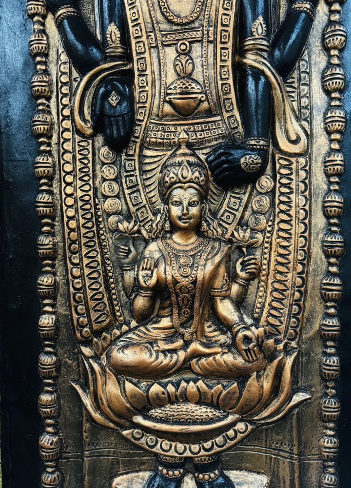 5x3 Feet Tirupati Balaji with Goddess Lakshmi 3D Wall Art Relief Mural