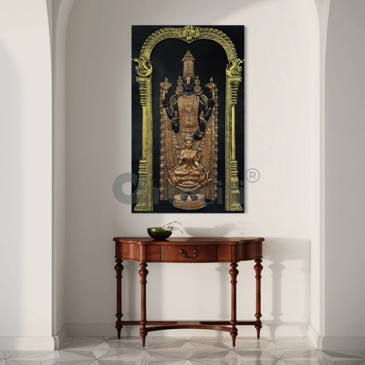 5x3 Feet Tirupati Balaji with Goddess Lakshmi 3D Wall Art Relief Mural