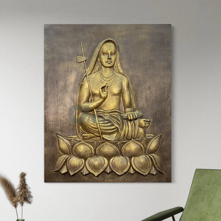 5X4 Feet Adi Shankaracharya 3D Relief Mural Wall Art Kaladi Relief Mural