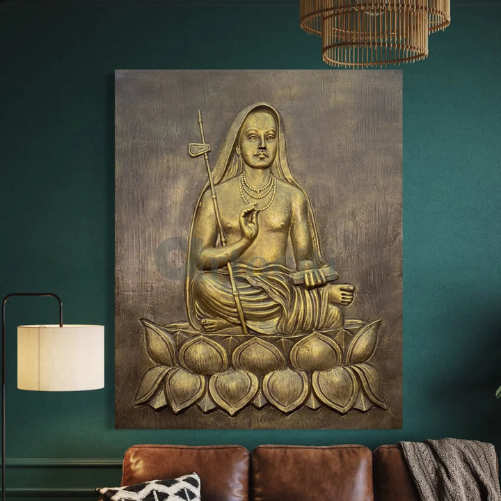 5X4 Feet Adi Shankaracharya 3D Relief Mural Wall Art Kaladi Relief Mural