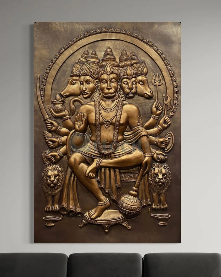 6X4 Feet Panchmukhi Hanuman 3D Relief Mural Wall Art Panchmukhi Hanuman