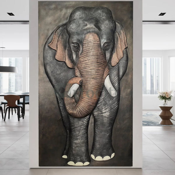 7x4 Feet Elephant 3D Relief Mural Wall Art 7X4 Feet