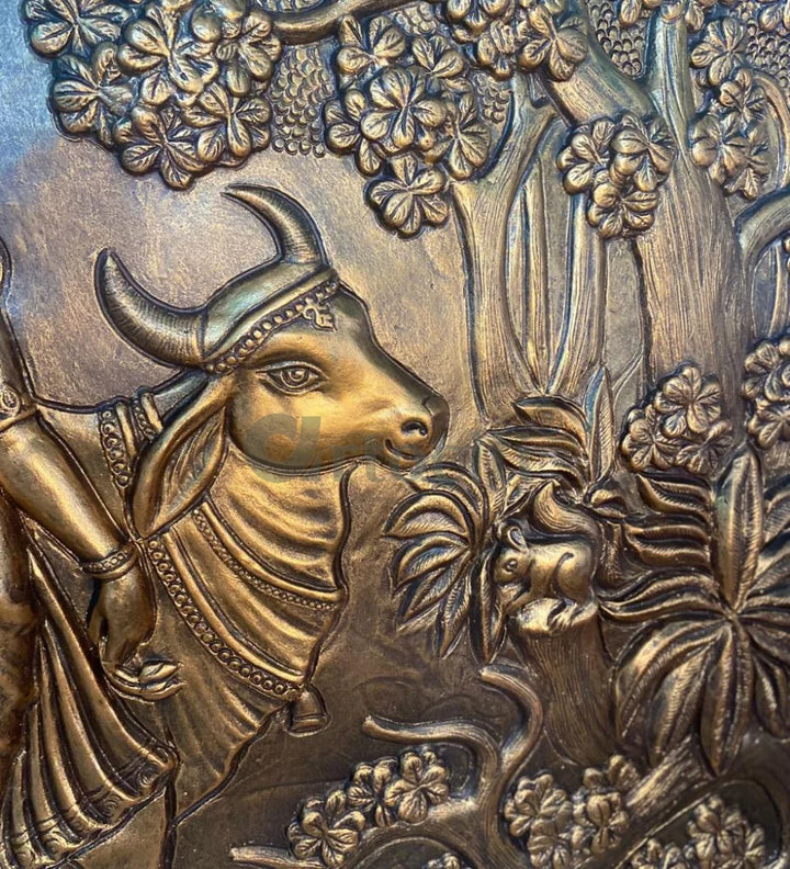 7x4 Feet Radha Krishna 3D Elevation Sculpture Relief Mural Wall Art