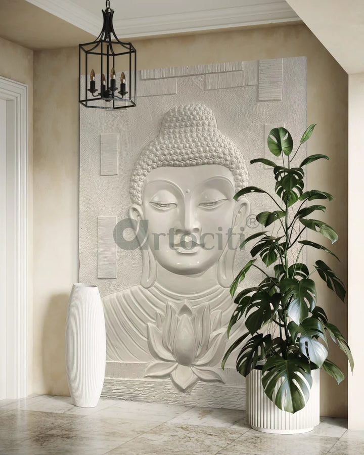 7x5 Feet Large size Calm and Peaceful 3D Buddha with Lotus