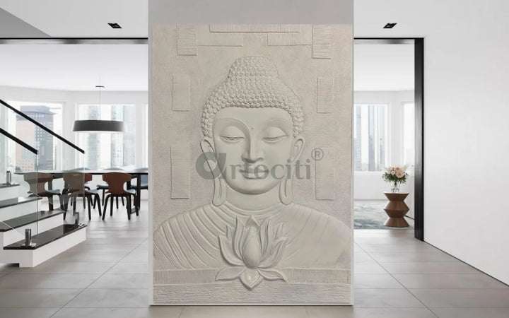 7x5 Feet Large size Calm and Peaceful 3D Buddha with Lotus