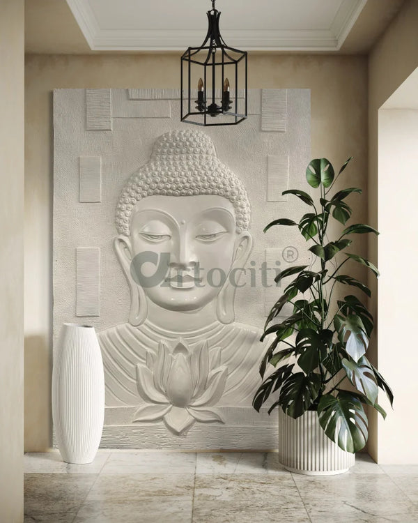 7x5 Feet Large size Calm and Peaceful 3D Buddha with Lotus